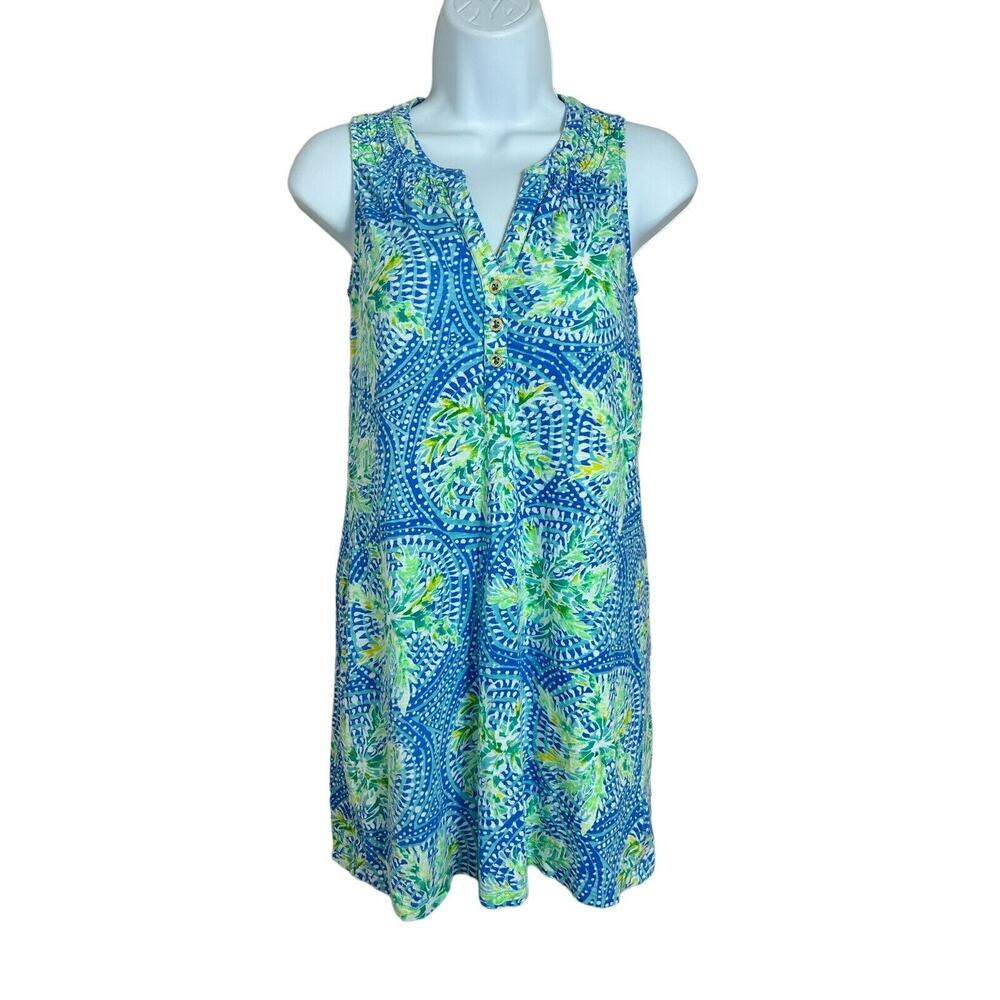 Lilly Pulitzer Essie Mini Dress Bennet Blue Tropic Size XXS Sleeveless Henley